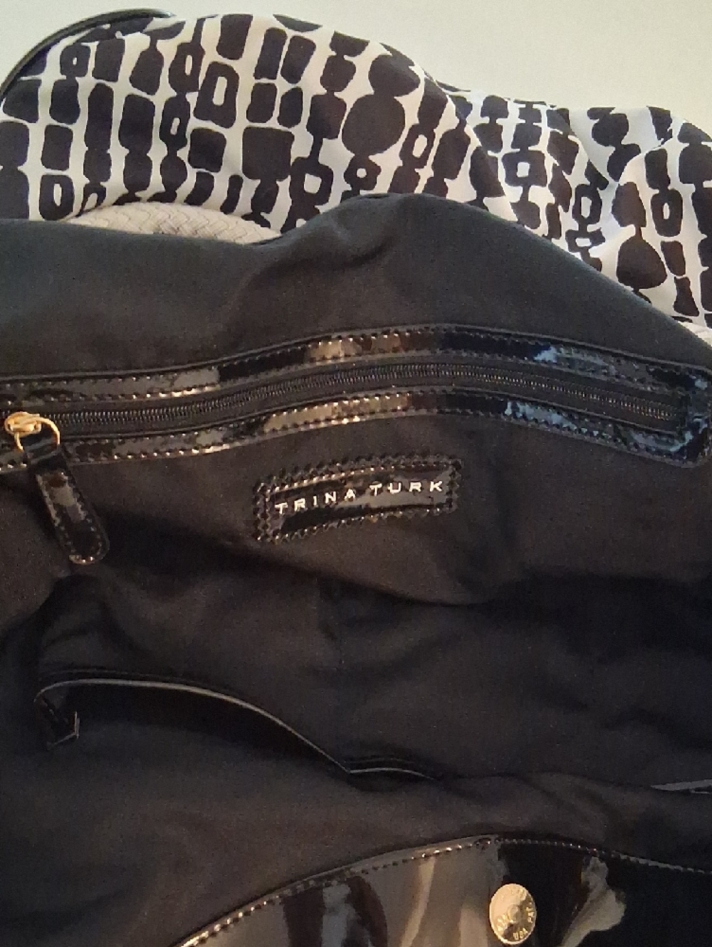 Trina Turk Black & White Dot-Stripe Rope-Handle Shoulder Bag - Picture 3 of 7